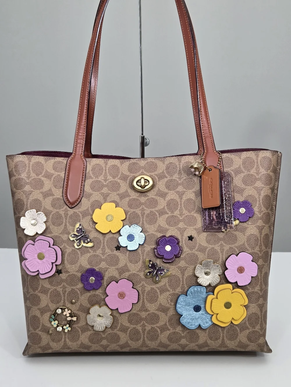 EXCELLENT COACH UPCRAFTED WILLOW TOTE BAG IN SIGNATURE CANVAS WITH TEA ROSE - Picture 2 of 14